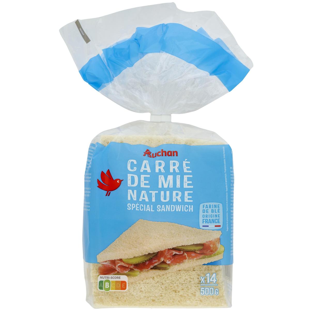 3596710425433 - Auchan - Carré de Mie Nature Grandes Tranches Sans Croûte