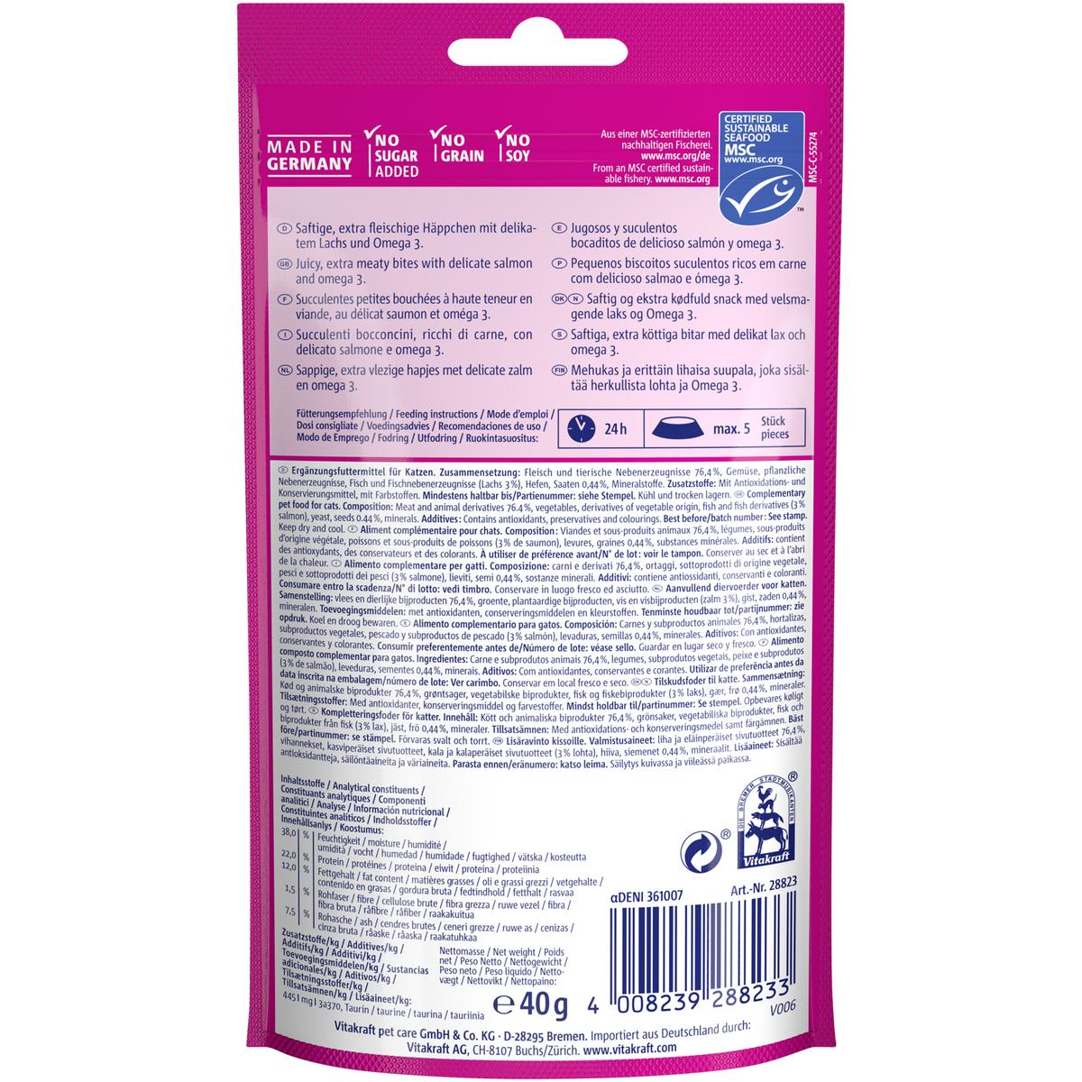 4008239288233 - Vitakraft Cat Yums - Bouchées au Saumon MSC - Friandise pour chat