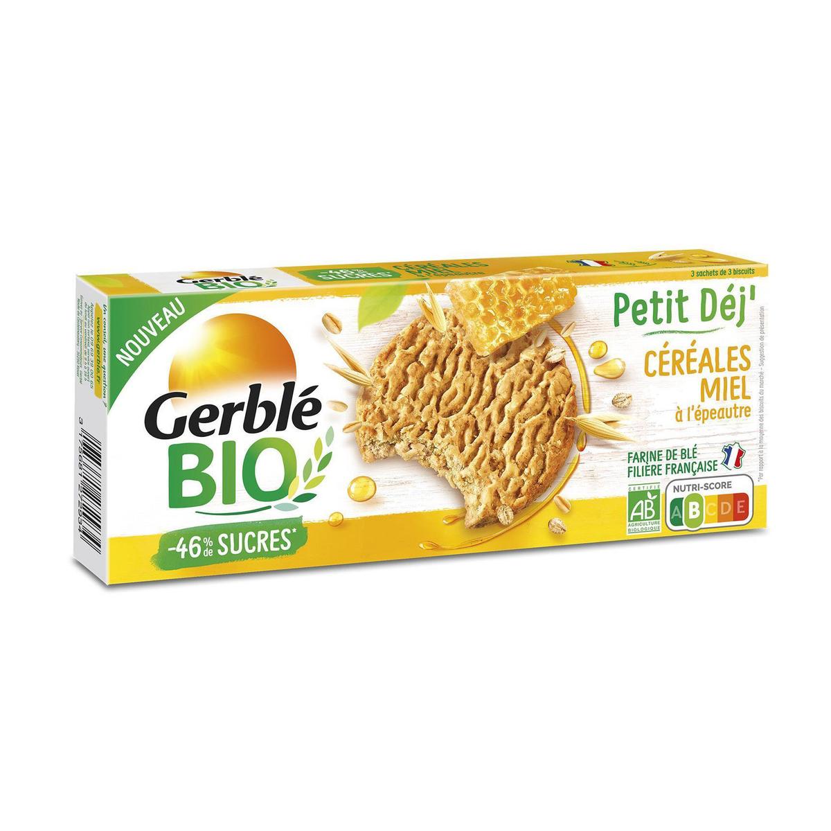 Gerblé Bio 9 Biscuits Petit déj' Céréales Miel Bio -46% de sucres en moins