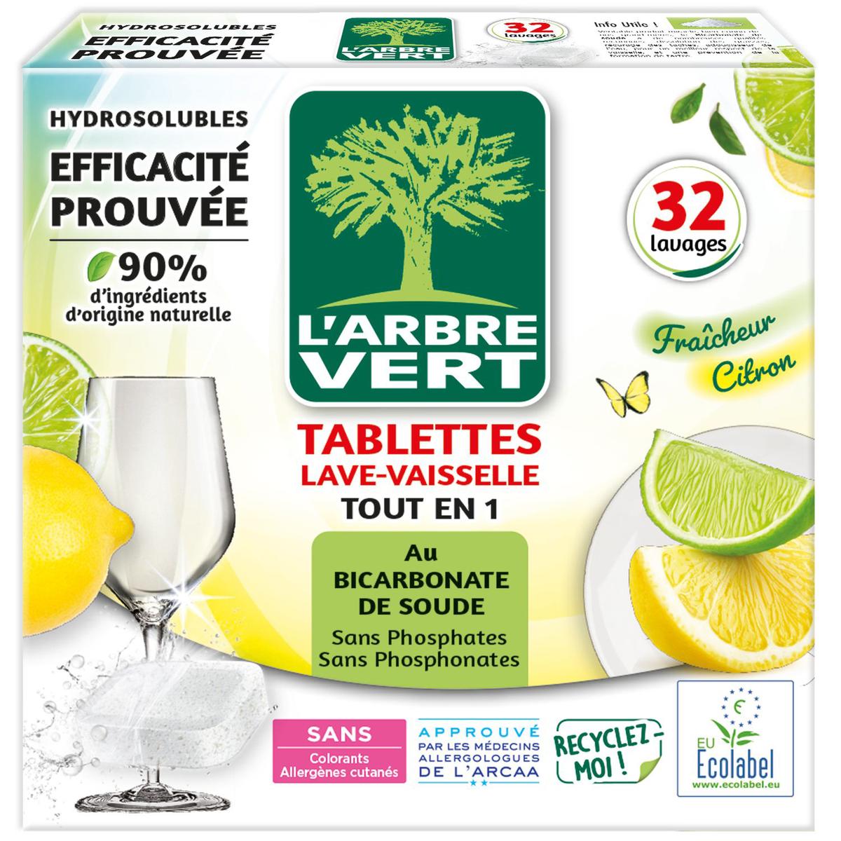 3450601046834 - L'arbre Vert - Tablette de Lave-Vaisselle Tout en 1 Hydrosolubles Parfum Citron