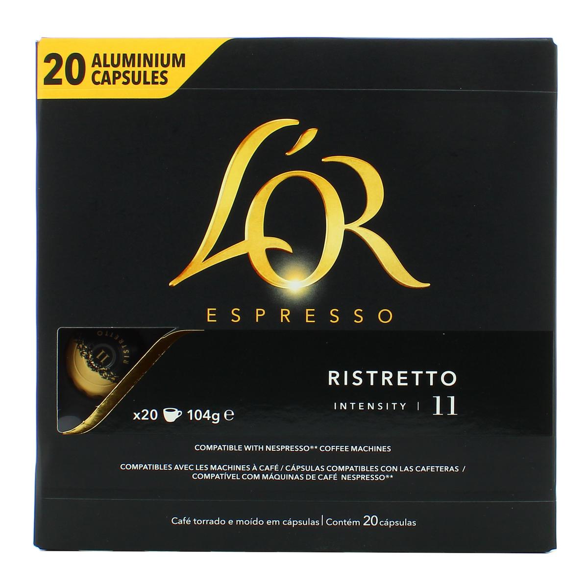 Livraison à domicile L'or Espresso Ristretto intensité 11, 20 capsules