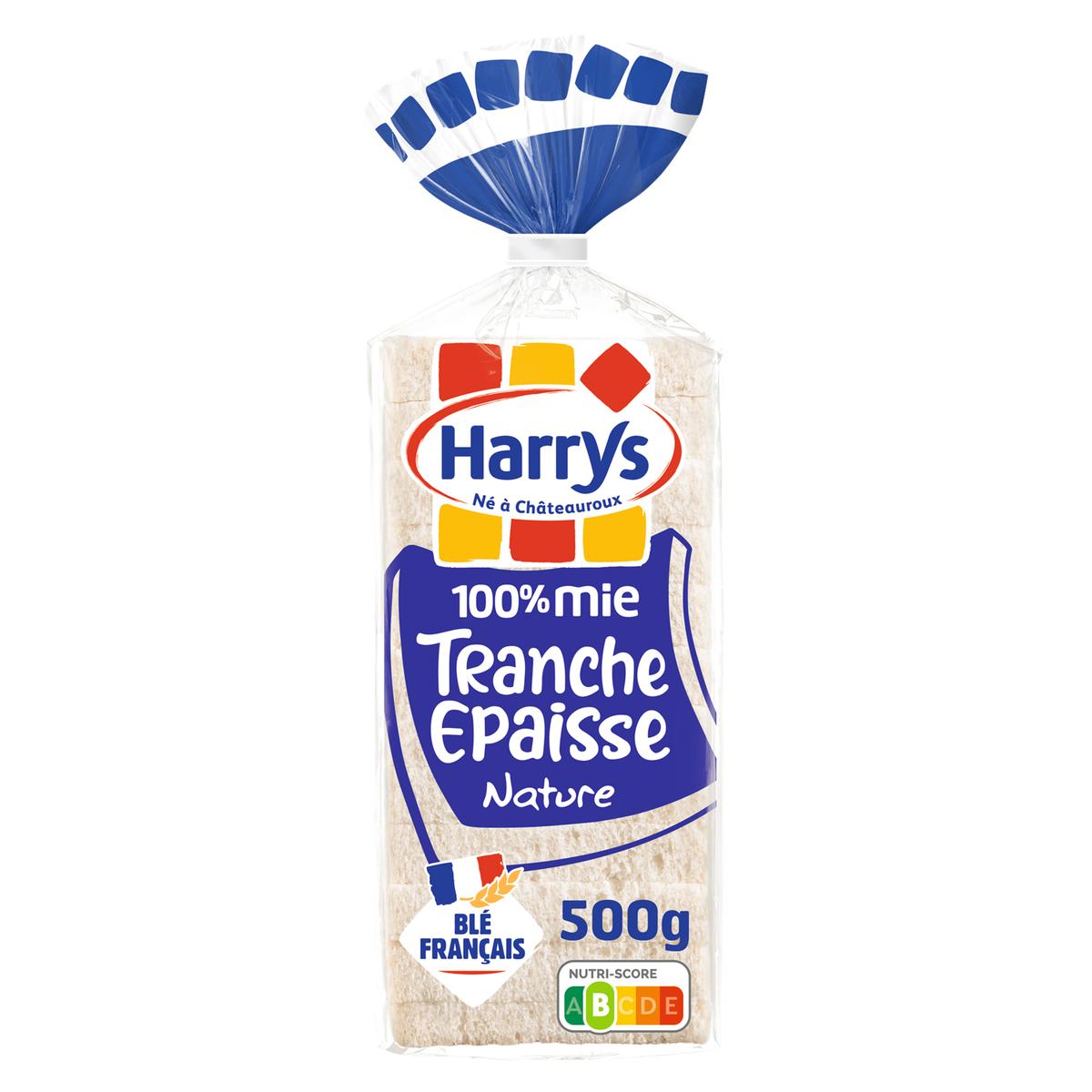 3228857001835 - Harrys - Pain de Mie Nature Tranches Epaisses 100% Mie, Sans Croute