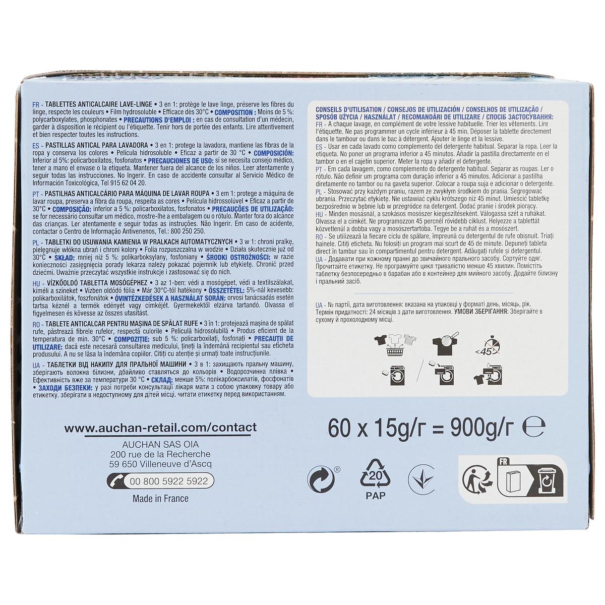 3245678132135 - Auchan - Tablettes anticalcaire lave-linge