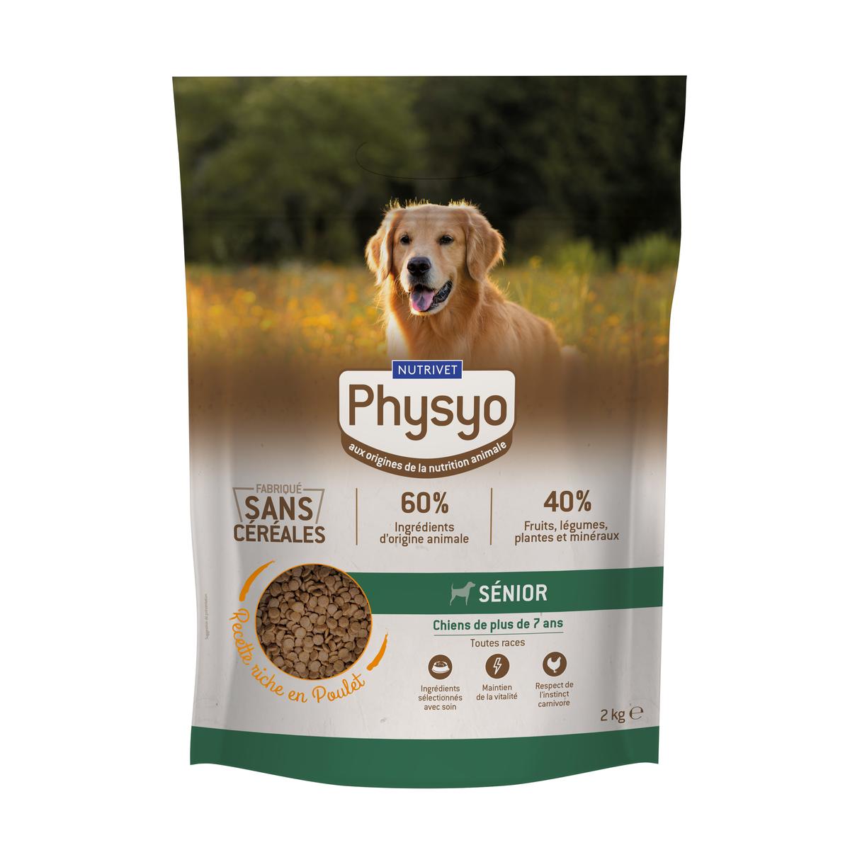 3760080533535 - Physyo by Nutrivet - Croquettes Poulet sans Céréales pour Chien Senior