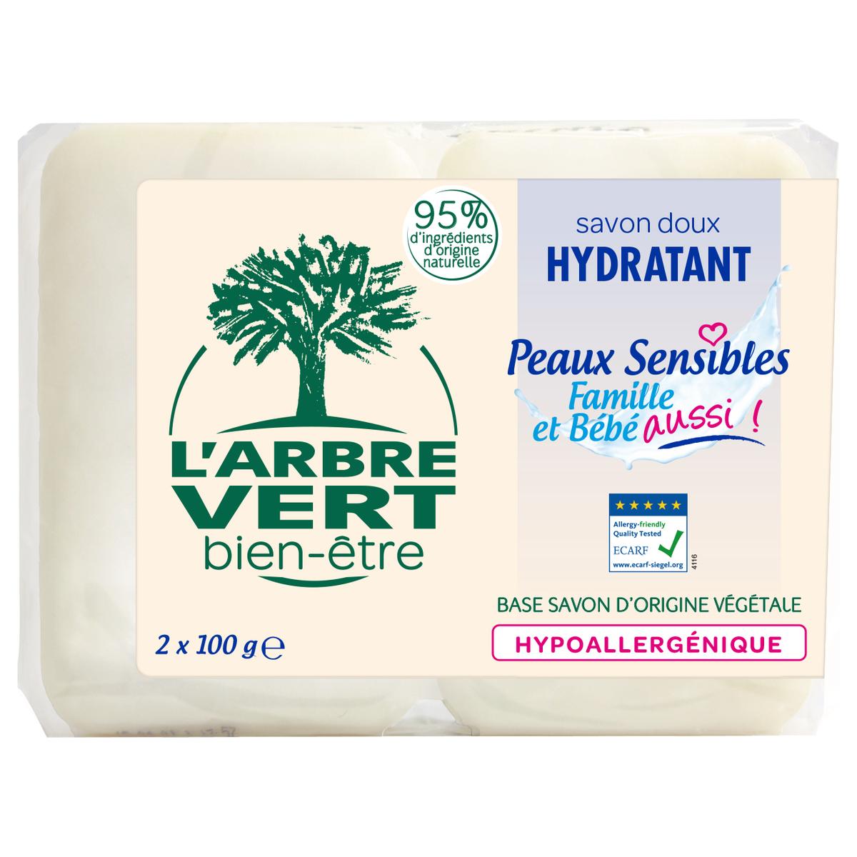 Arbre Vert Savons Peaux Sensibles Bebe Et Famille 2 X 100 G Lot De 2 X 100g