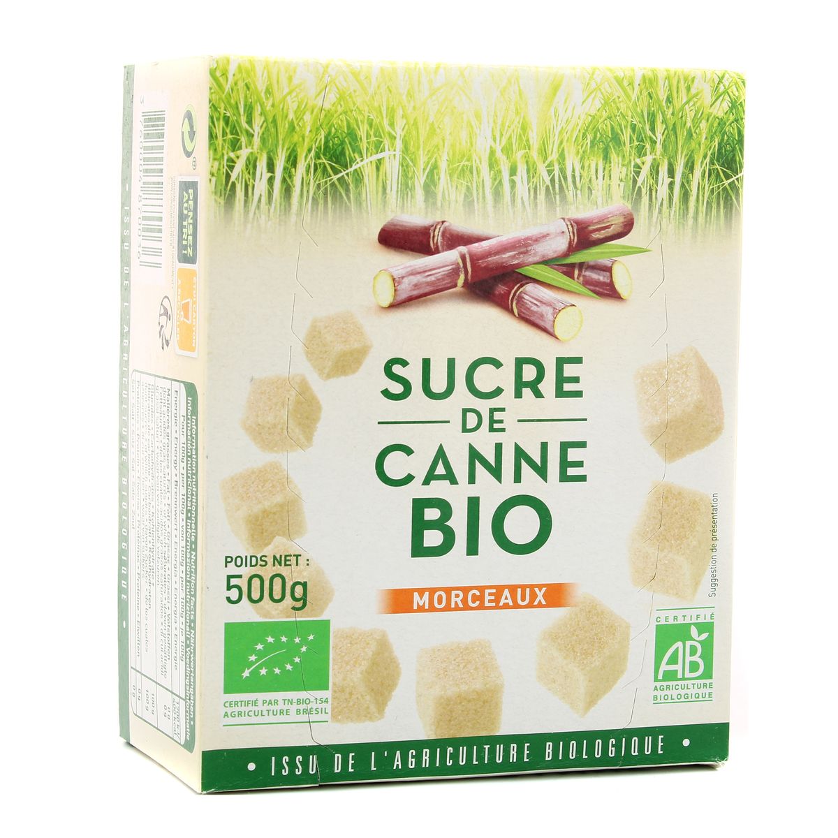 Livraison A Domicile L H Sucre De Canne En Morceaux Bio 500g