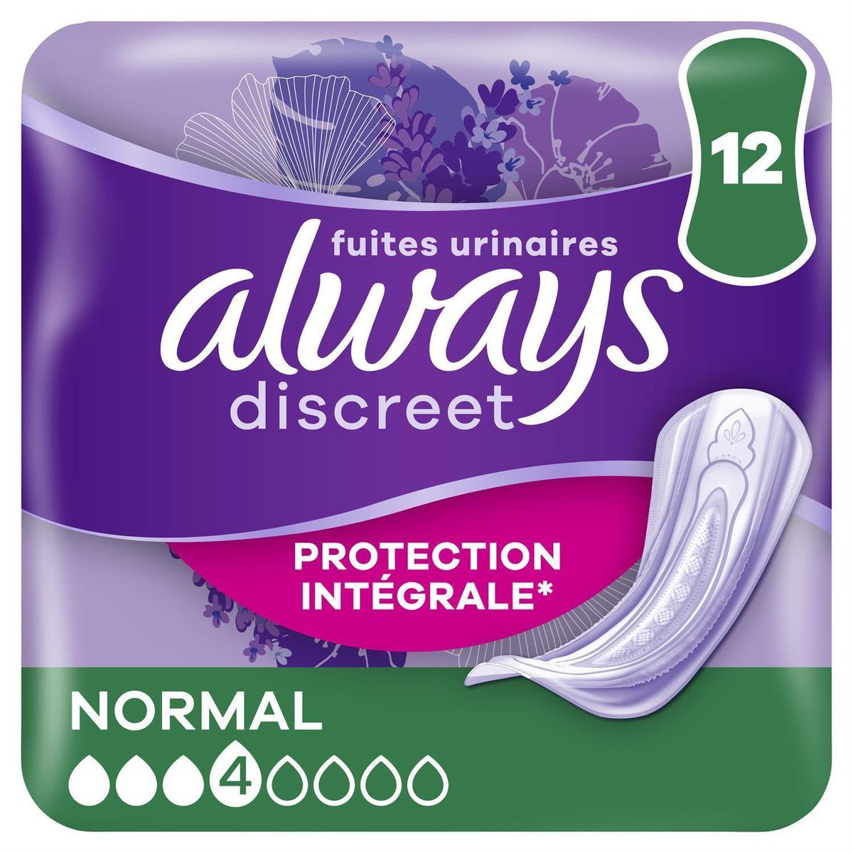 Always Discreet Serviettes incontinence Protection Intégrale Normal