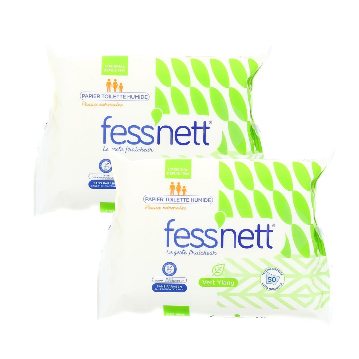 Fess Net Lingettes papier toilette pour peaux normales, 50 lingettes
