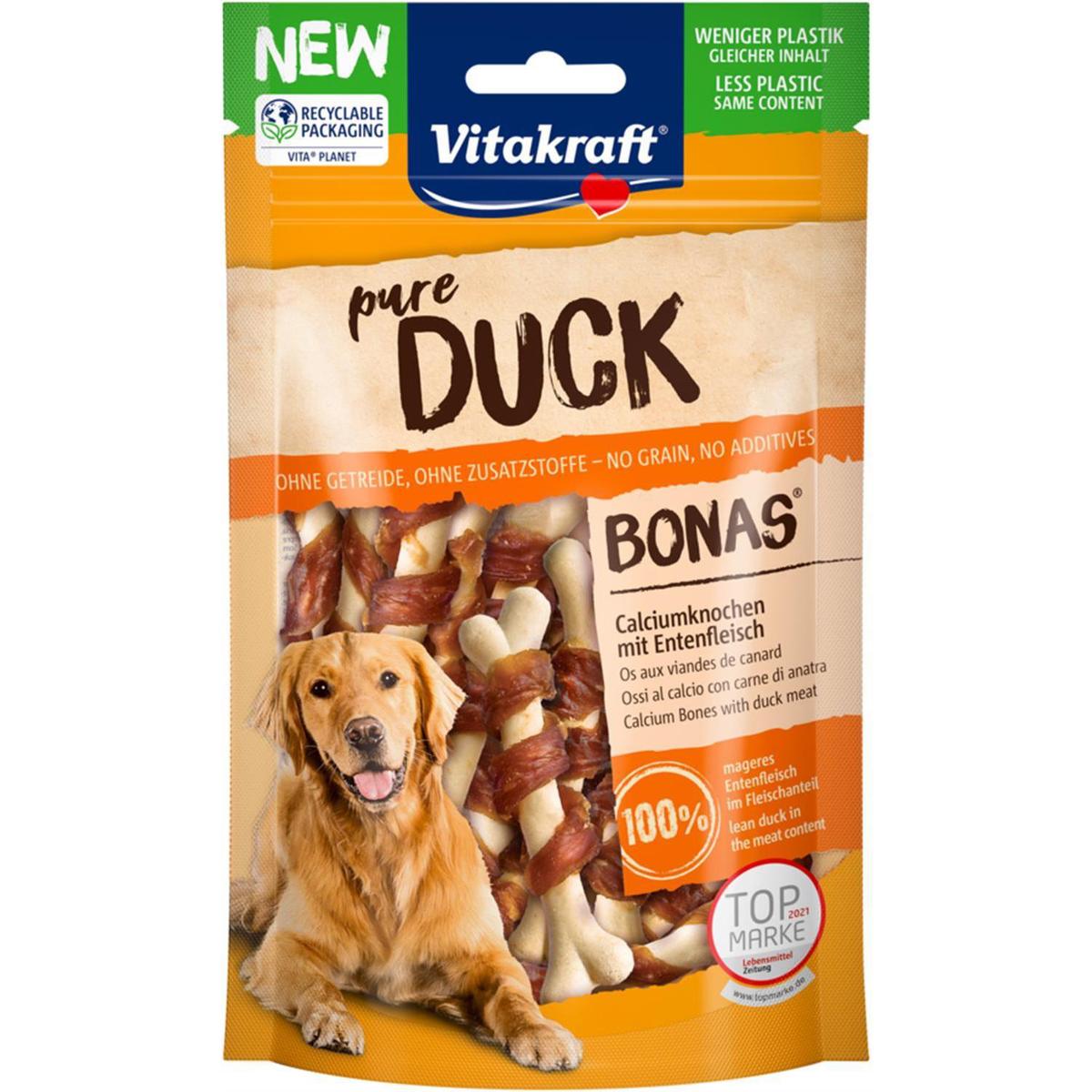 4008239585936 - Vitakraft Pure - Bonas Os Calcium Canard - Friandise Récompense pour Chien