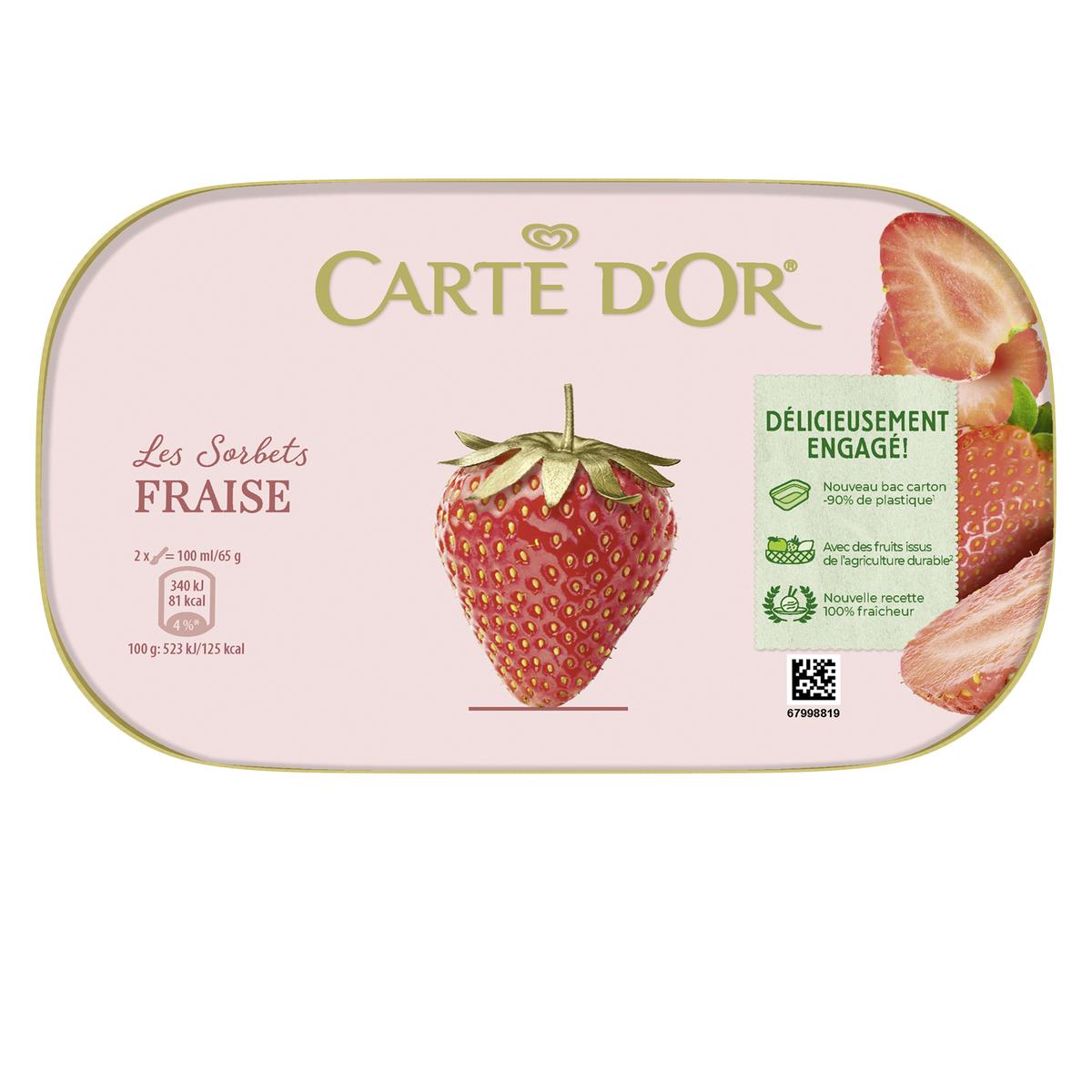 Carte D Or Sorbet Plein Fruit Fraise Avec Des Morceaux De Fraise 900ml