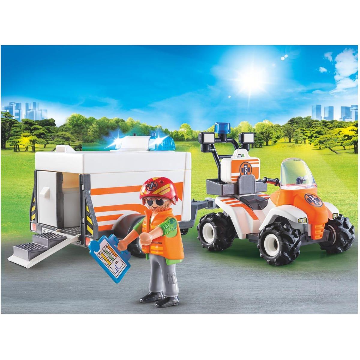 4008789700537 - PLAYMOBIL® City Life - Quad et remorque de secours