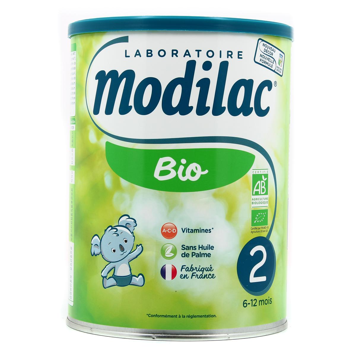 Modilac - Lait Infantile en Poudre Bio 2 - Lait Écrémé 100% Français -  Riche en Vitamines, DHA - Convient en Relais de l'Allaitement Maternel -  2eme Age, de 6 à 12 Mois - Lot de 3x800g : : Epicerie