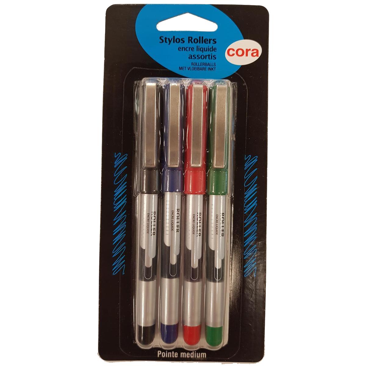 3257985771037 - Cora - Stylos roller couleurs assorties