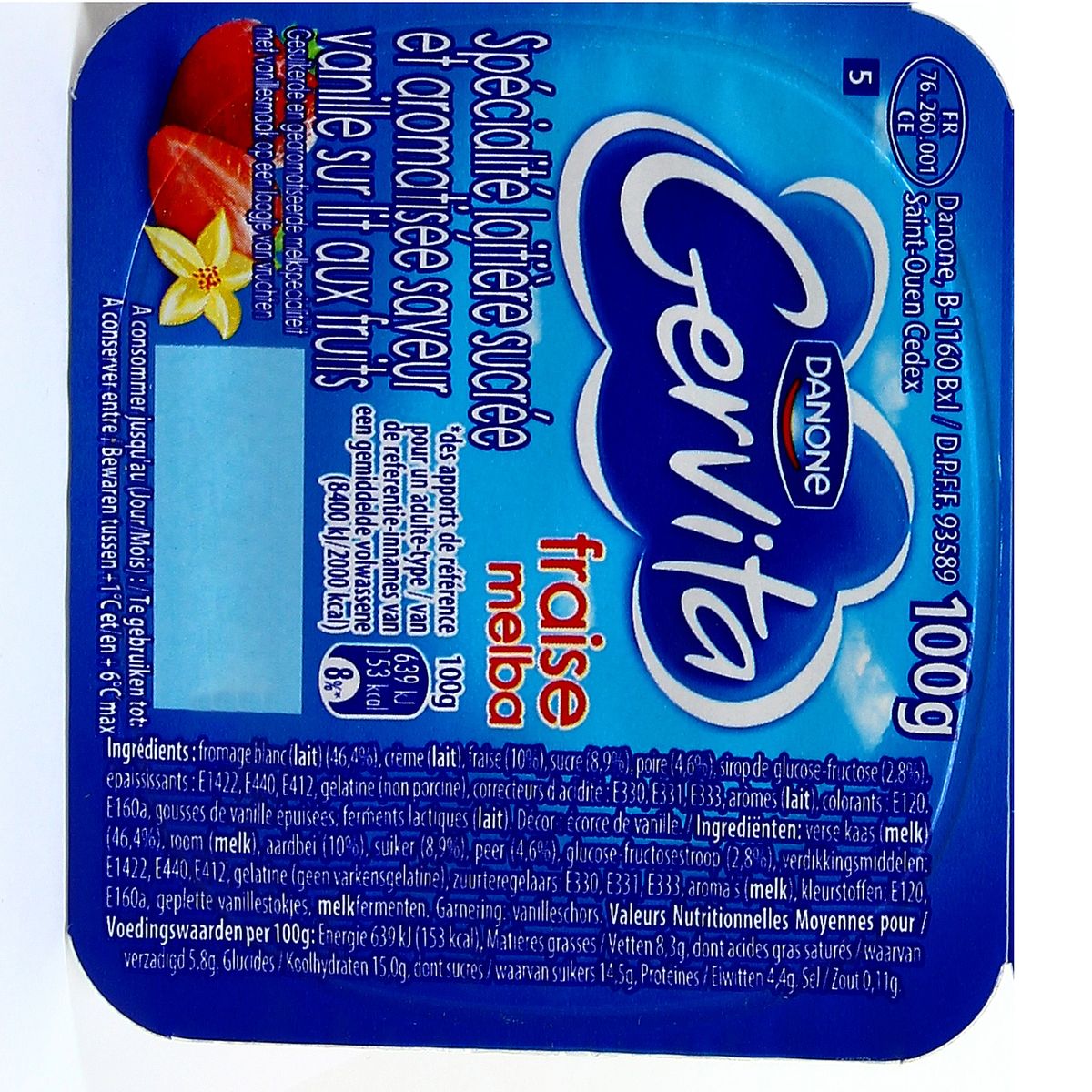 3033490192037 - Gervita - Fromage blanc mousse fraise melba