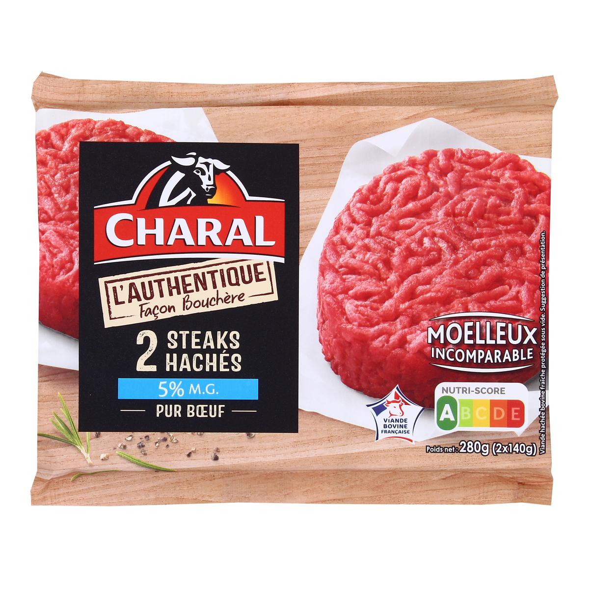 Acheter Charal 2 Steaks hachés 5%MG L'Autentique Façon Bouchère 2x140g