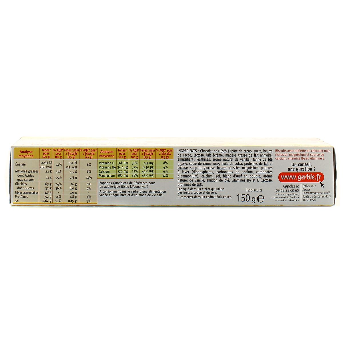 3175680012937 - Gerblé Vitalité - 12 Biscuits Chocolat Noir