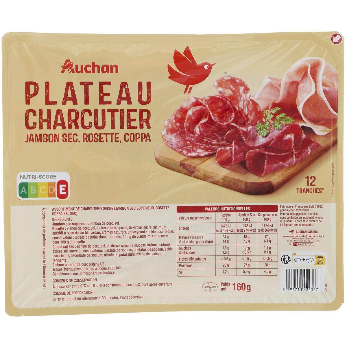 3596710424337 - Auchan - Plateau de Charcuterie Jambon Sec Rosette Coppa