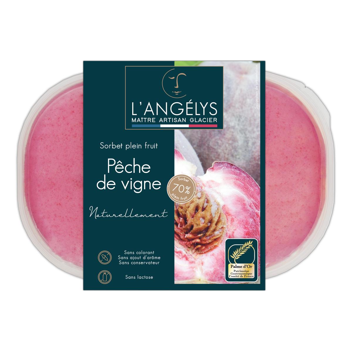3760039985637 - L'Angelys - Sorbet artisanal plein fruit pêche de vigne 70%