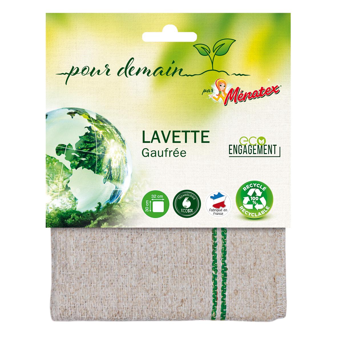 3061050006937 - Ménatex - Pour demain - Lavette gauffrée 100% recyclée et recyclable