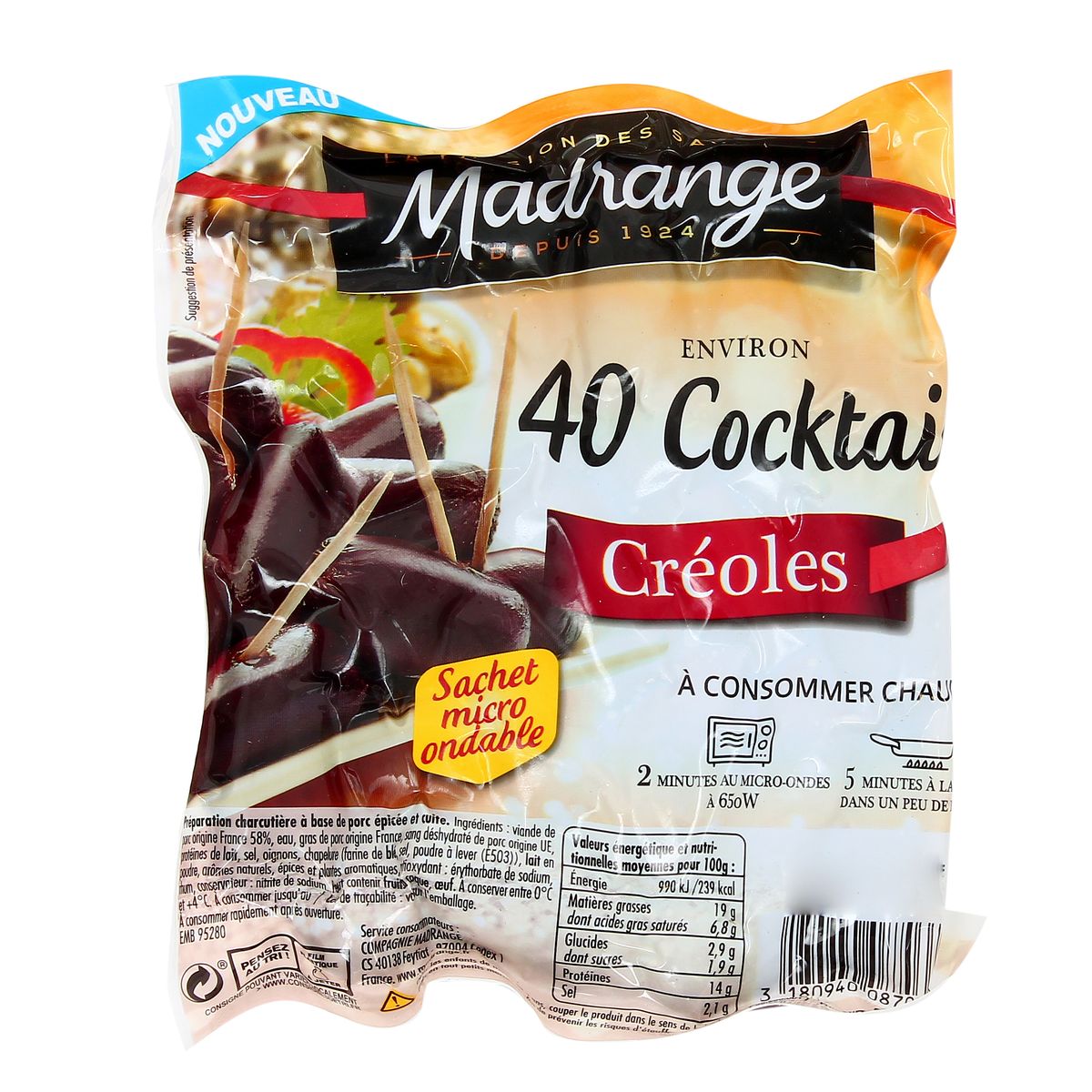 3180940087037 - Madrange - Mini Boudin Noir Créole