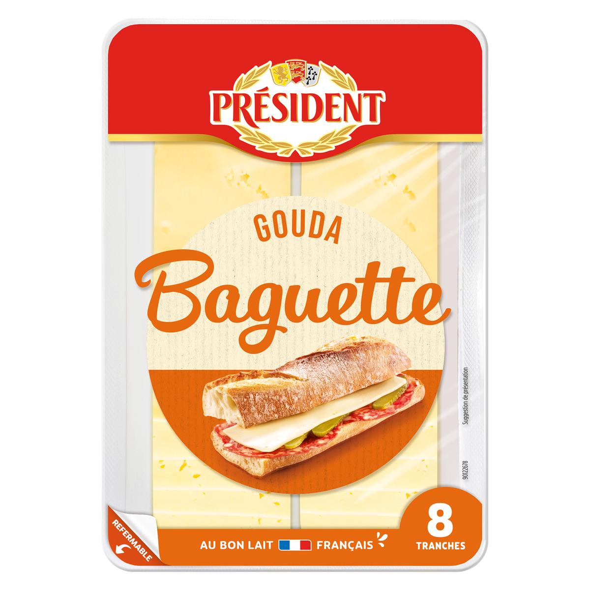 3228022240038 - Président - Tranches Gouda format baguette, 120g