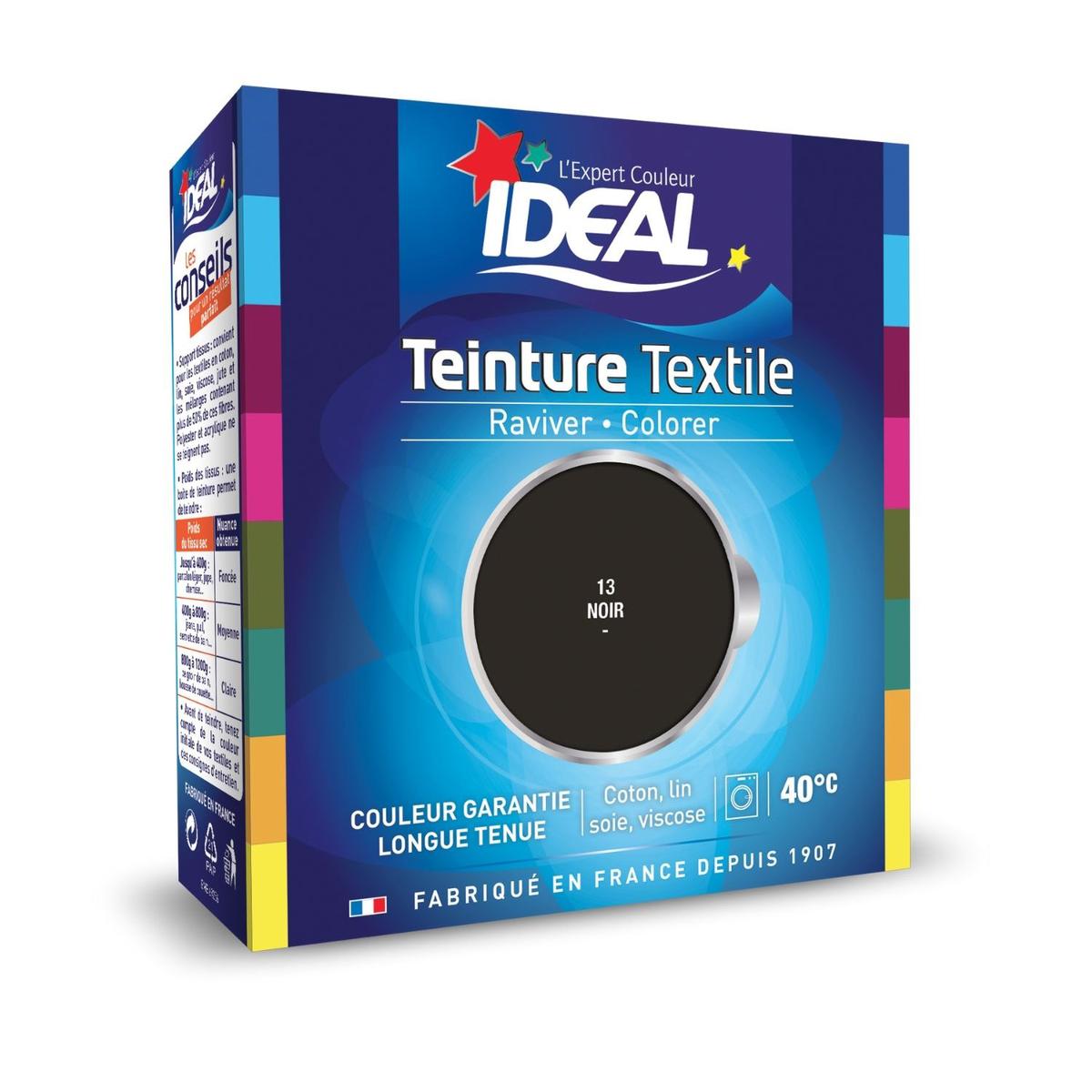 3045200600138 - Idéal - Teinture textiles en coton, lin ou viscose noir N°13 + fixateur