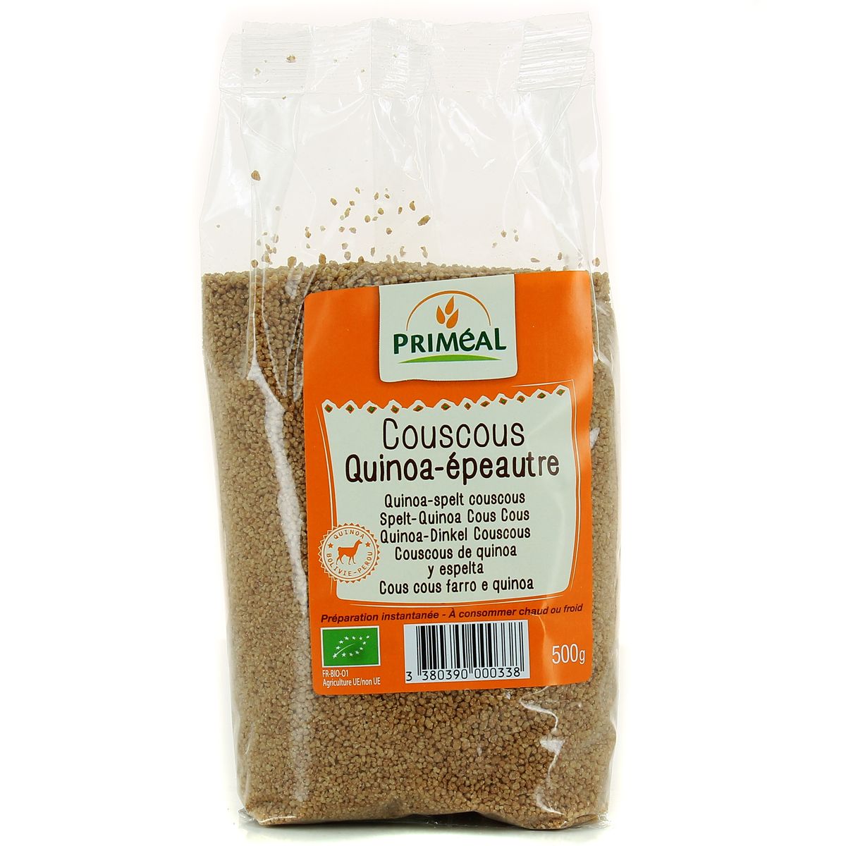 Livraison à domicile Priméal Couscous Quinoa Epeautre, Bio, 500g