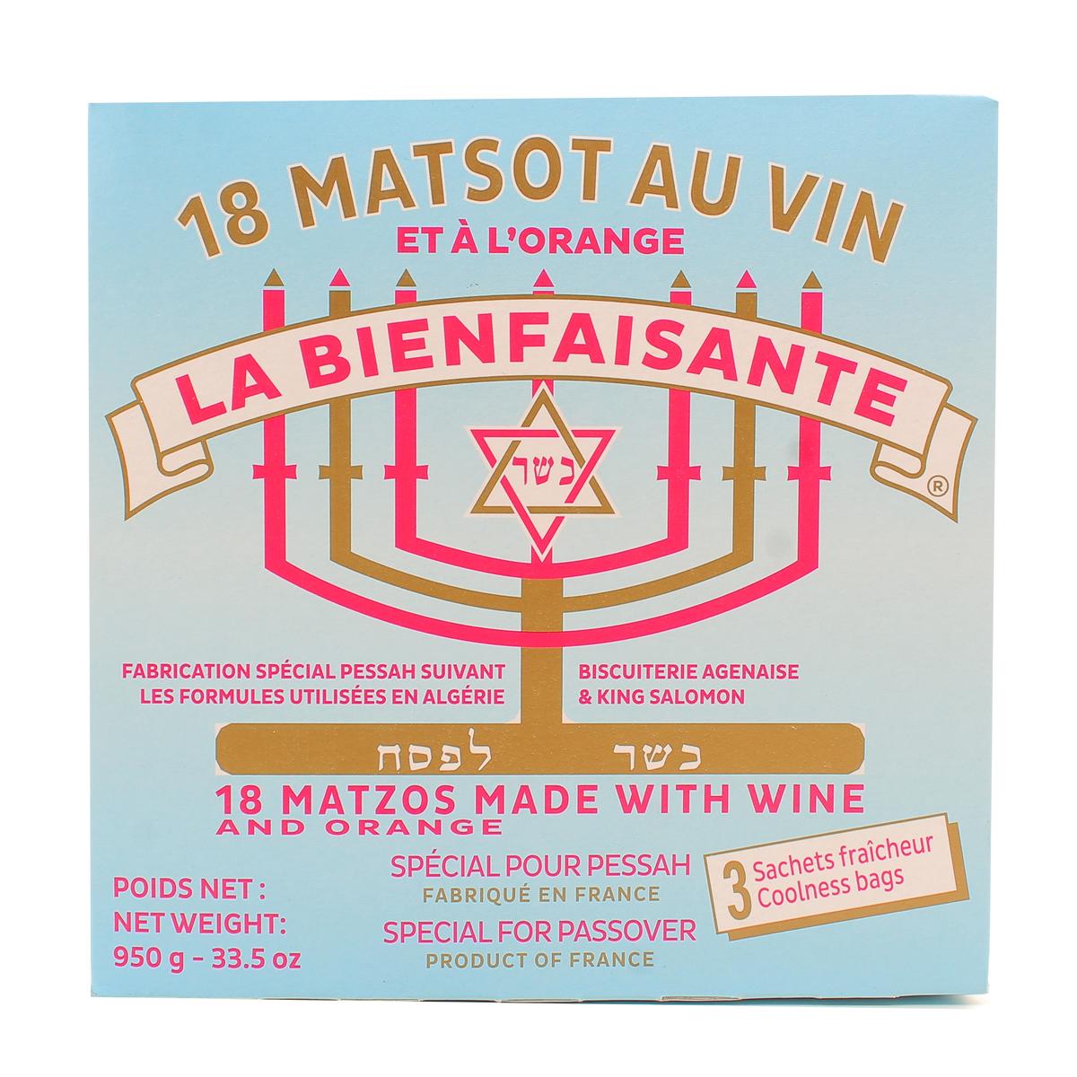 3177500000438 - La Bienfaisante - 18 Matsots au Vin et à l'Orange