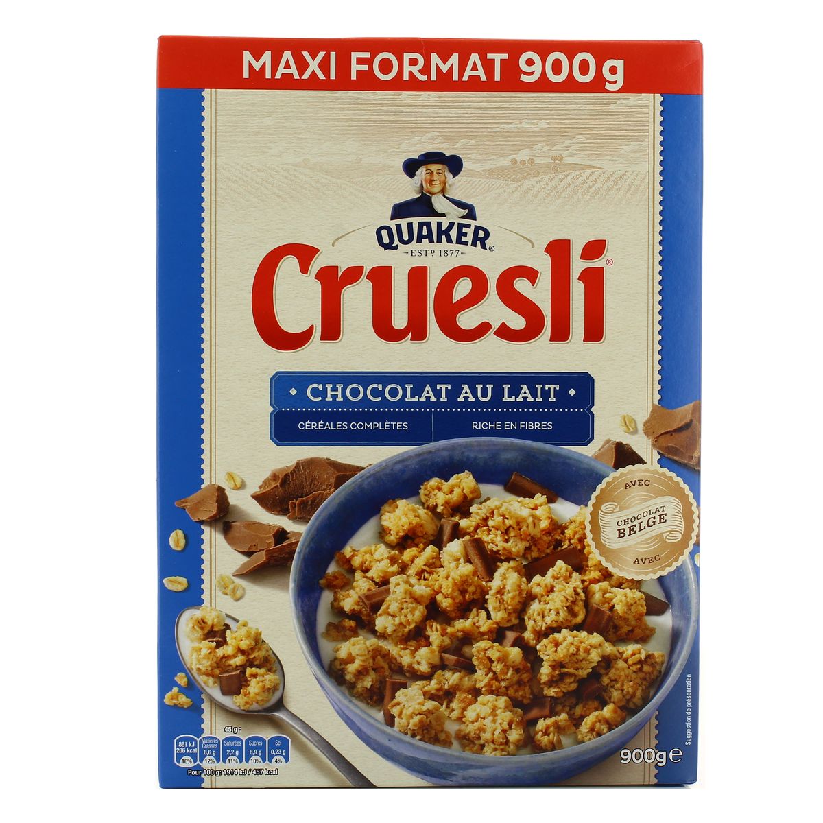 Livraison à domicile Quaker Cruesli chocolat au lait, 900g