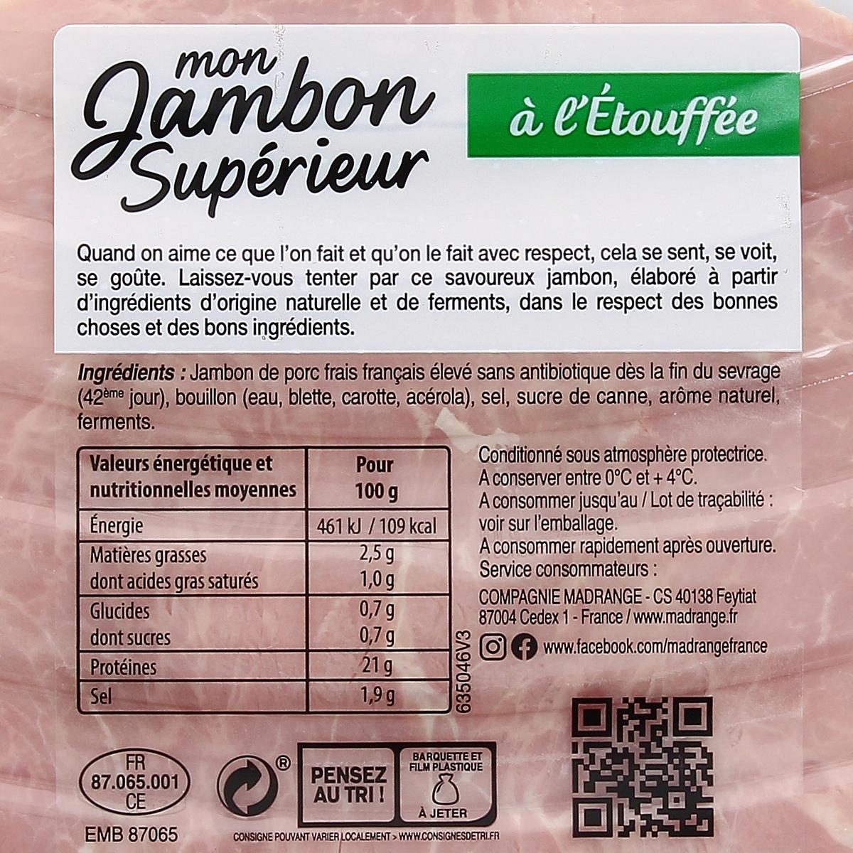 3180940083138 - Madrange - Jambon Le Gourmet sans couenne, 160g