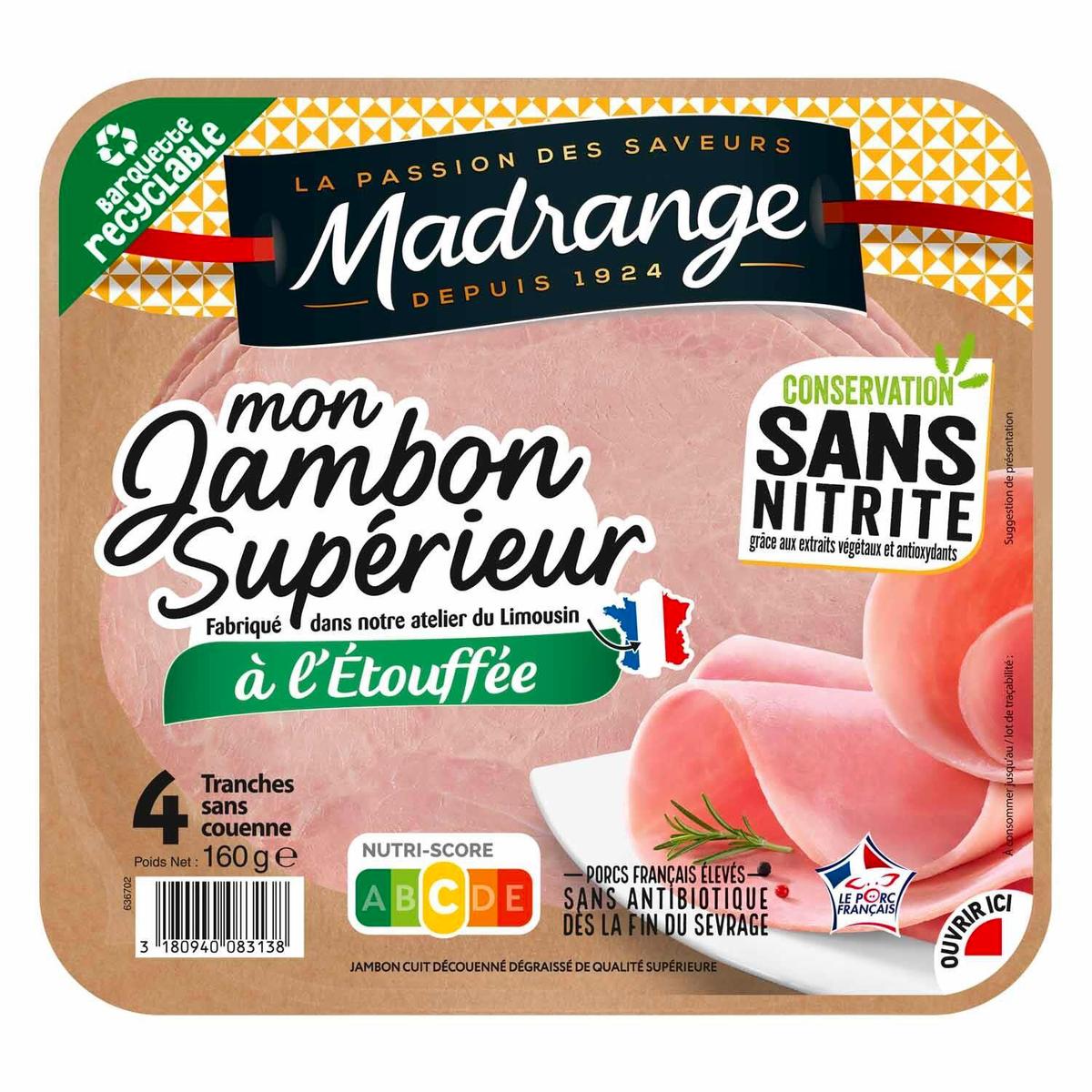 3180940083138 - Madrange - Jambon Le Gourmet sans couenne, 160g