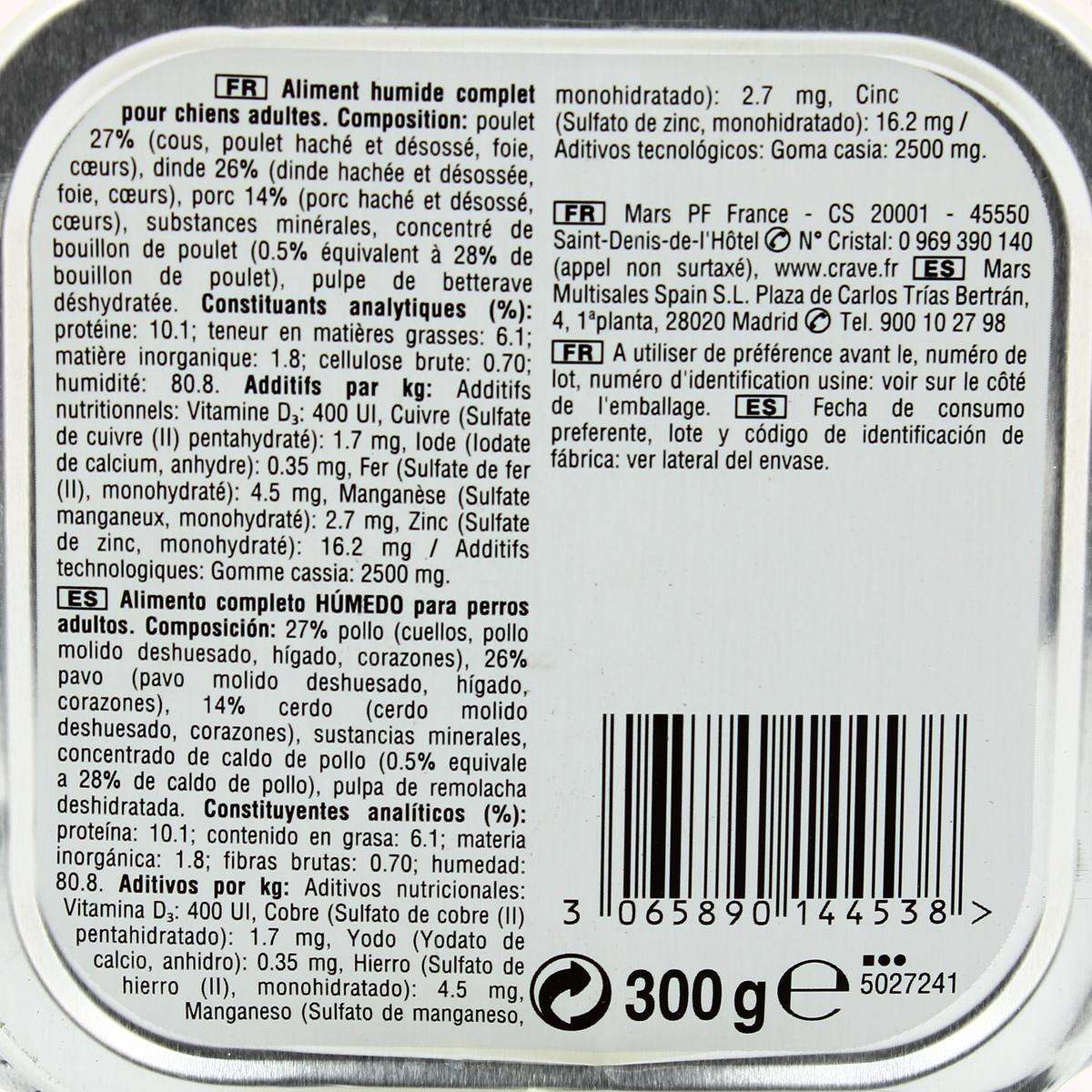3065890144538 - Crave - Barquette Terrine Poulet et Dinde sans Céréales pour chien adulte