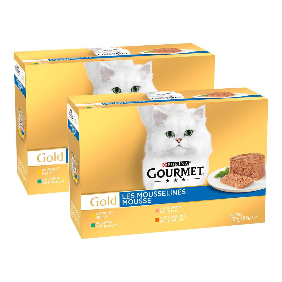 2050000394638 - Purina - Gourmet Gold - Boites Mousseline Poulet, Saumon, Rognons, Lapin pour chat