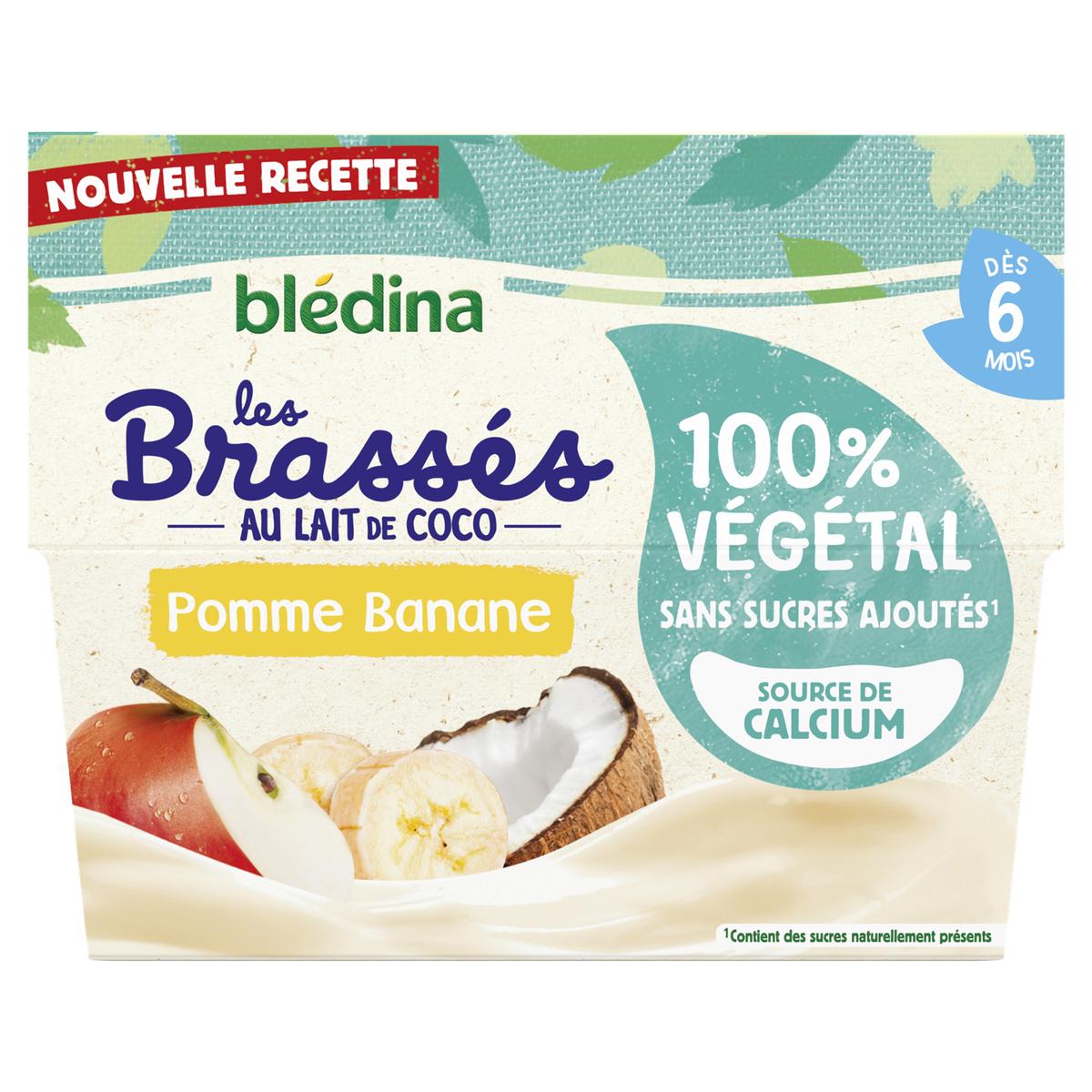 3041091674838 - Blédina - Les Brassés - Lait de coco Pomme Banane Coupelle Bébé dès 6 mois