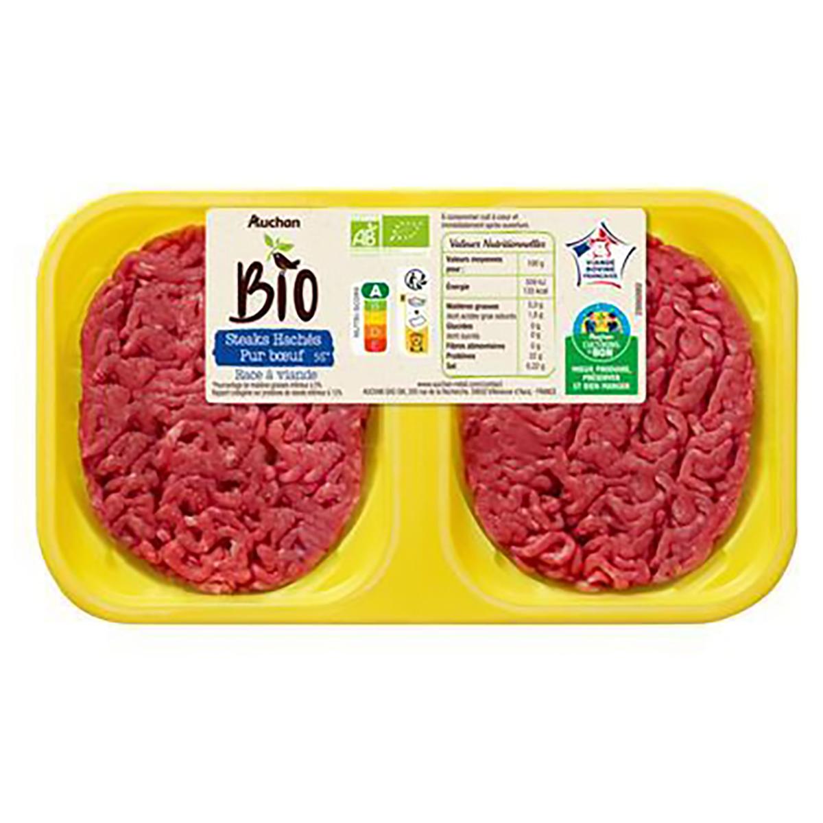3254565416838 - Auchan BIO - Steaks Hachés Pur Boeuf 5%mg Bio