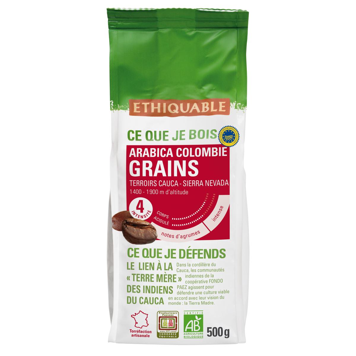 3760091727138 - Ethiquable - Commerce Equitable - Café en grains Arabica Bio de Colombie
