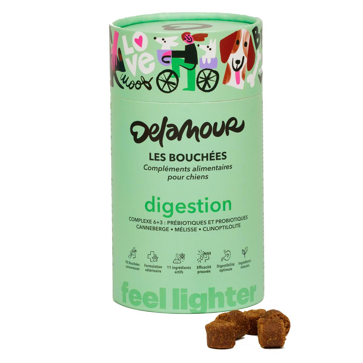 3760407550139 - Delamour - 90 Bouchées Digestion - Compléments alimentaires pour chien