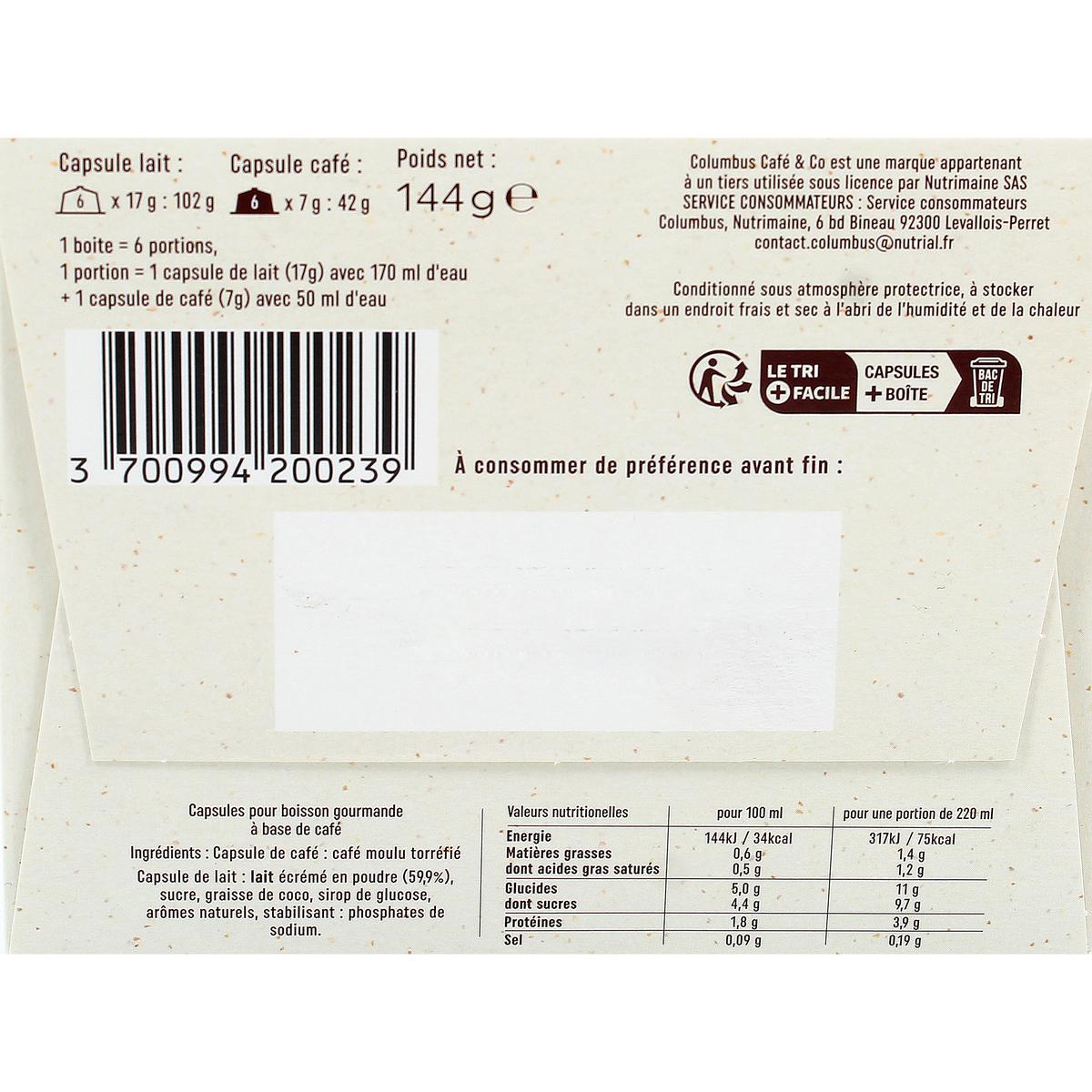 3700994200239 - Columbus Café & CO - Capsules Dolce gusto Cafe latte saveur Vanille Macademia