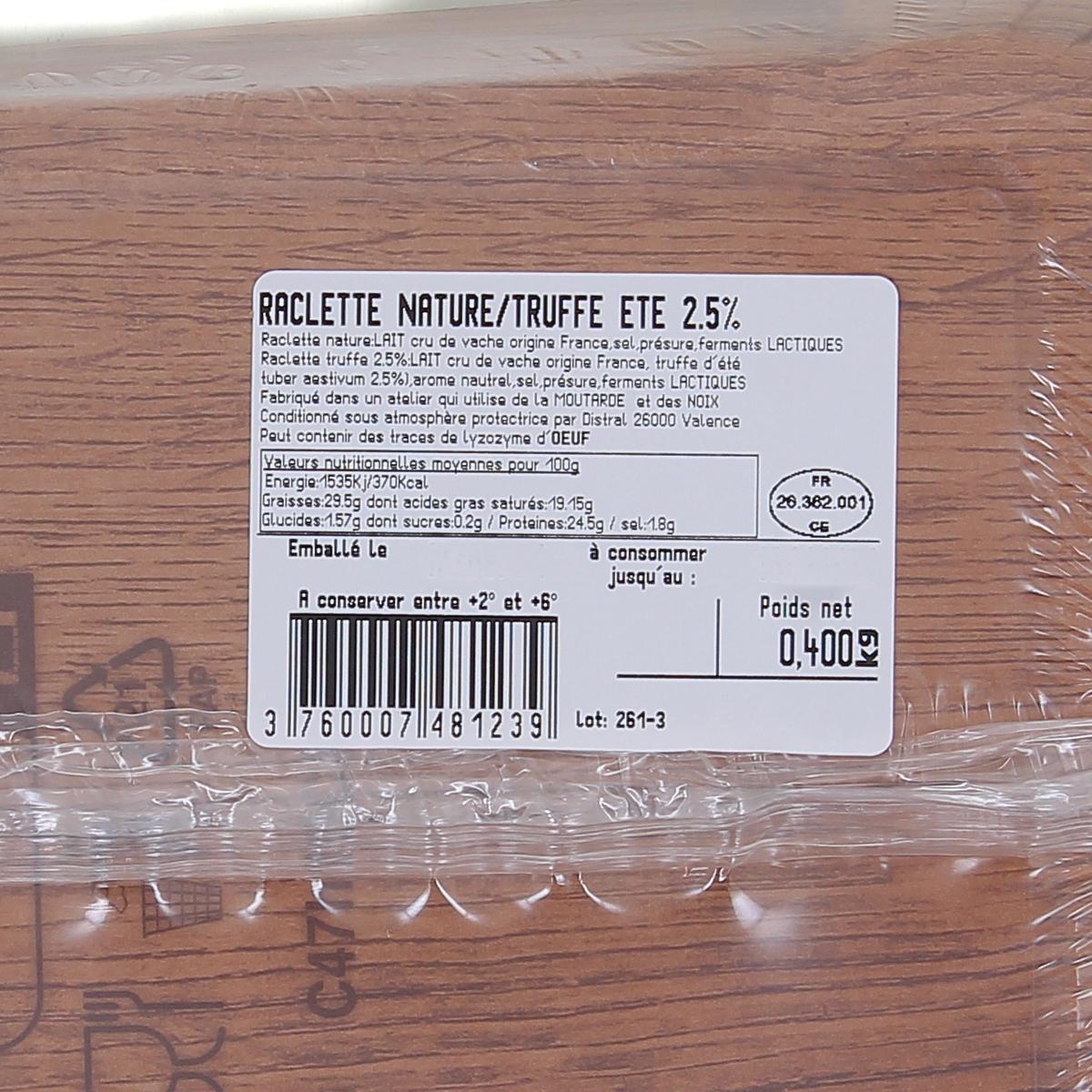 3760007481239 - Les Petites Laiteries - Raclette Nature et Truffe d'été - Lait de vache cru