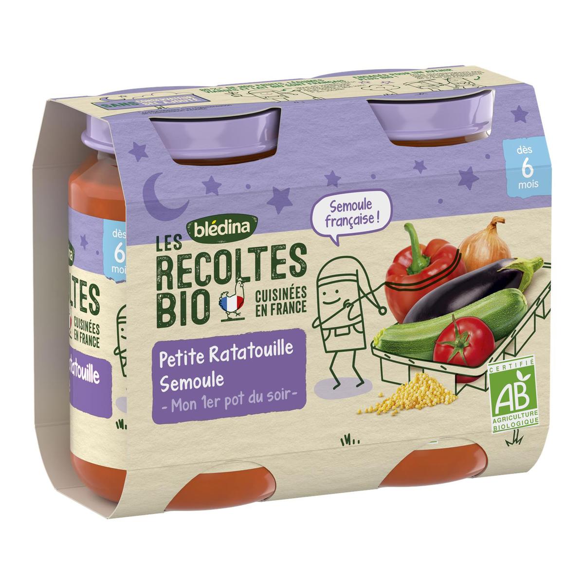 3041091815439 - Blédina - Les Récoltes Bio - Petite Ratatouille Semoule Bio Pots Bébé Dès 6 mois