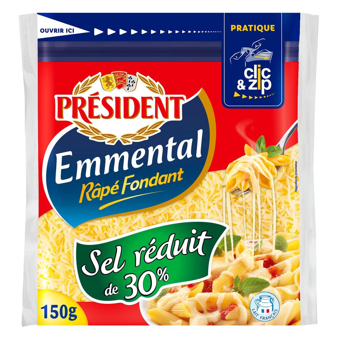3228022120040 - Président - Emmental rapé fondant réduit en sel