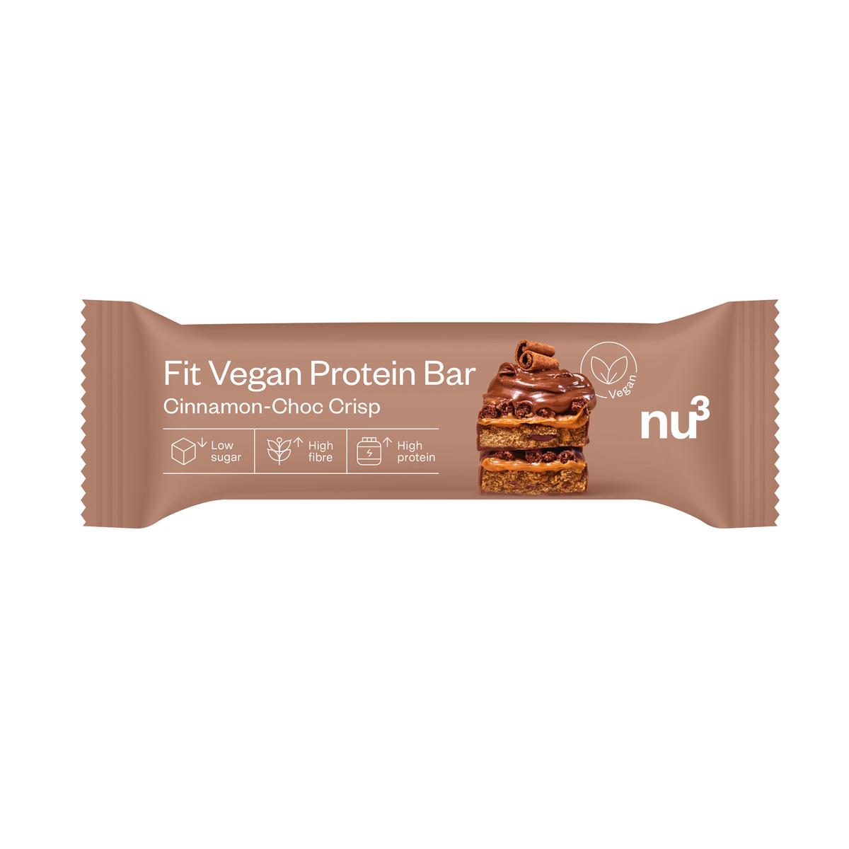 4260744953840 - NU3 - Barre Protéinée Vegan Chocolat Canelle- Fit Vegan Protéine Bar