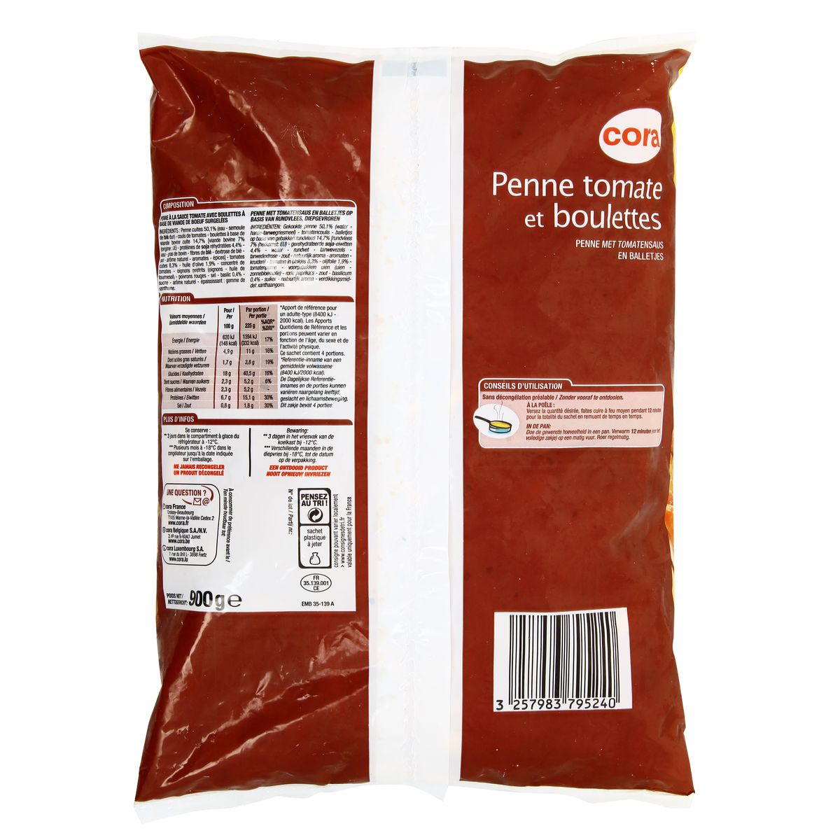 3257983795240 - Cora - Penne Tomates et Boulettes de viande