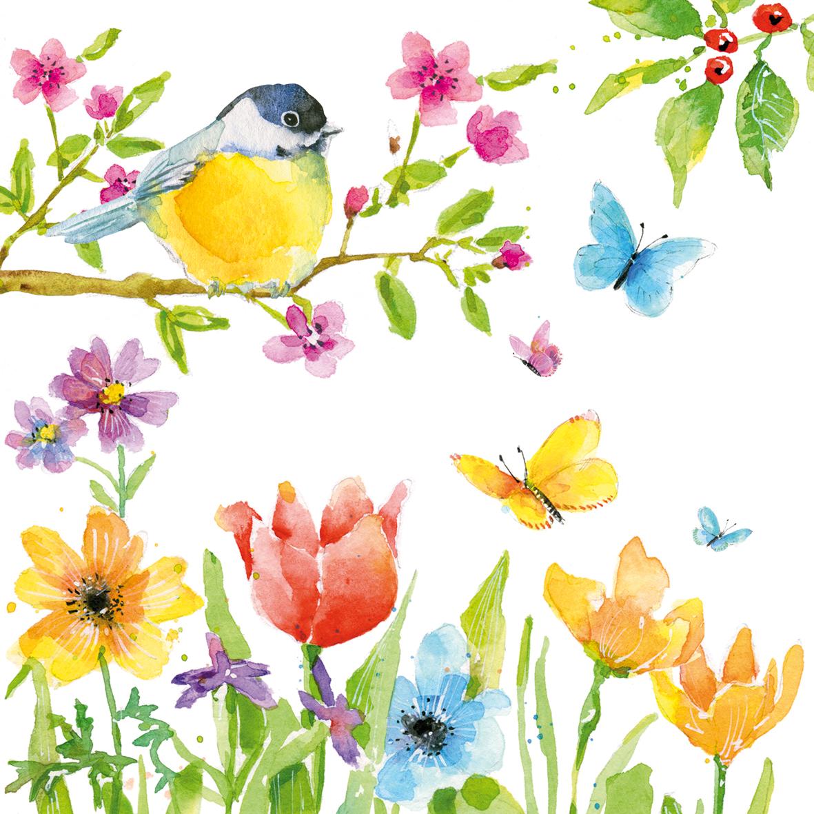 4021766235440 - Paperproducts Design - Serviettes papier Spring Bird
