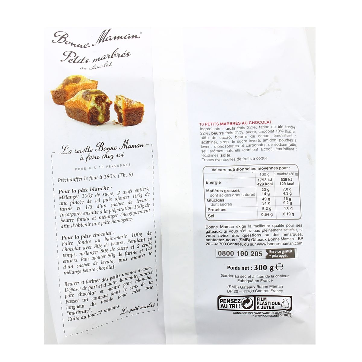 Livraison A Domicile Bonne Maman Petit Marbre Au Chocolat X10 300g