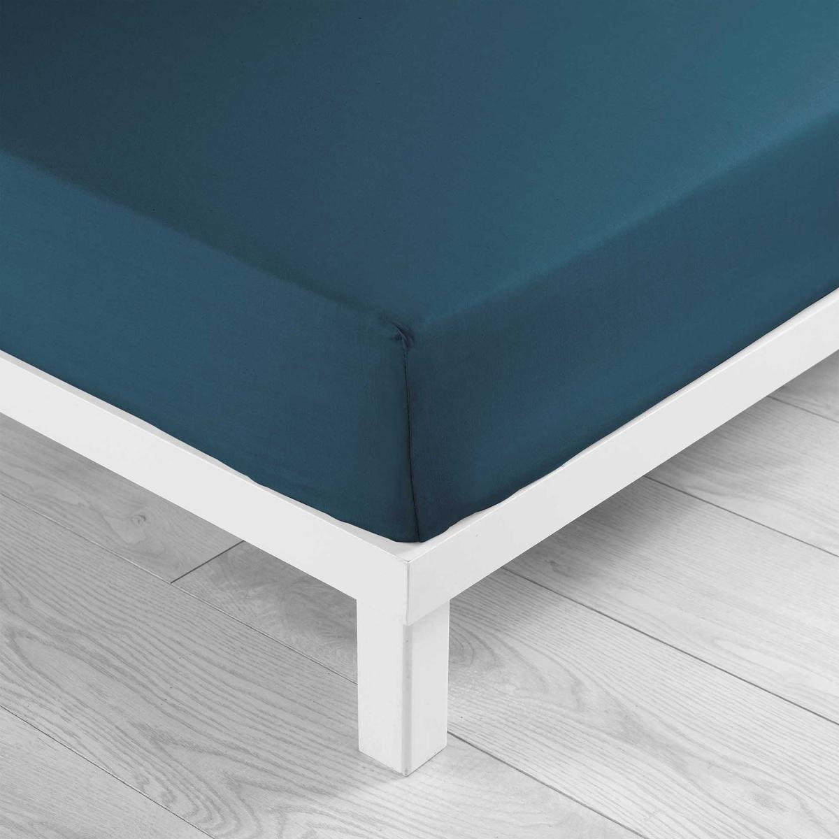 3574386445641 - Douceur D Interieur - Drap housse bleu 2 personnes