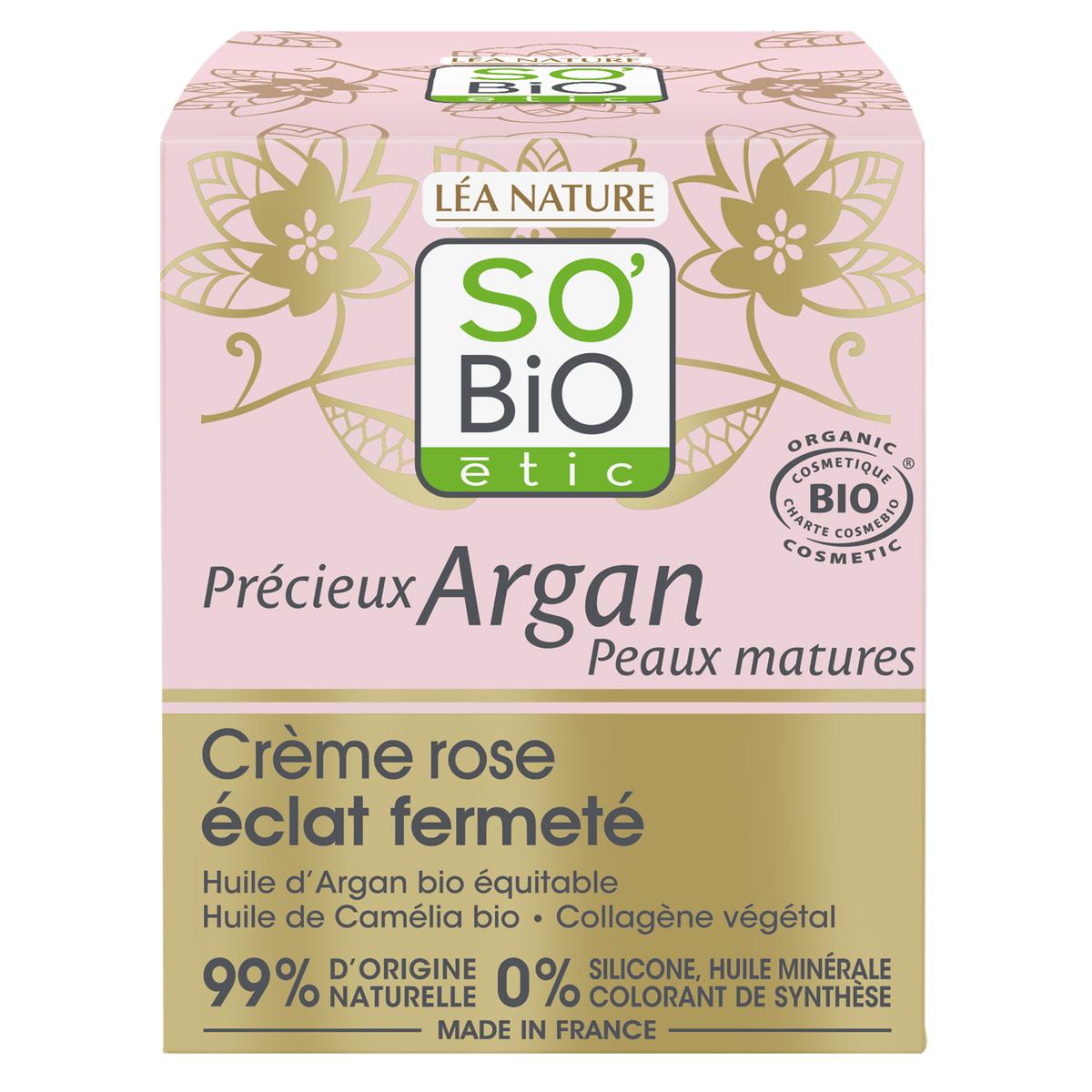 3517360018141 - SO'BIO ETIC - Crème rose éclat fermeté jour, Précieux Argan Peaux Matures