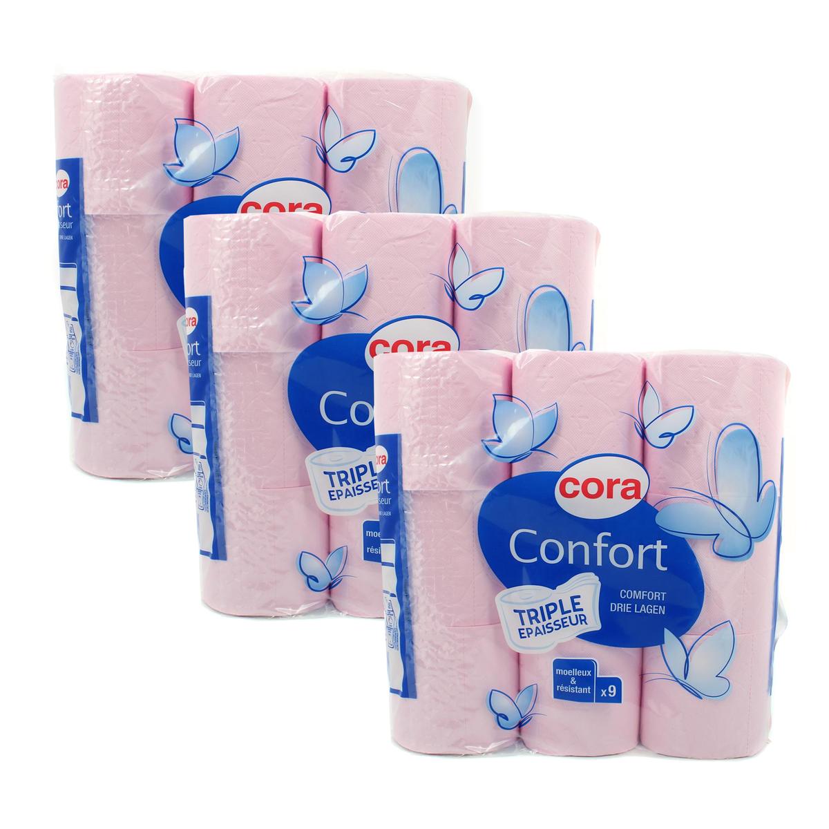Acheter Promotion Cora Papier toilette rose, Lot de 3 x 9 rouleaux