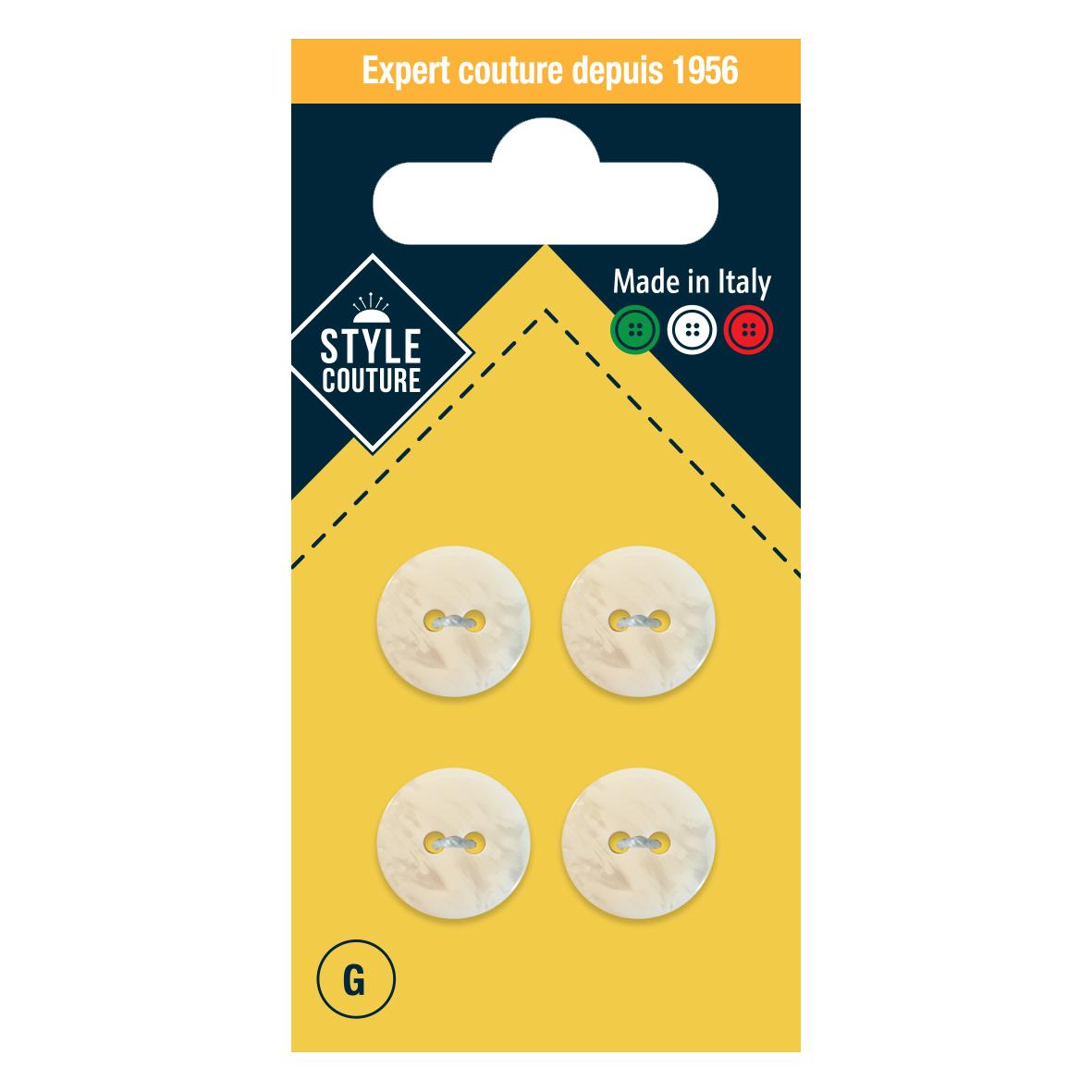 3040695841042 - Style couture - Boutons nacre Blanc 14mm