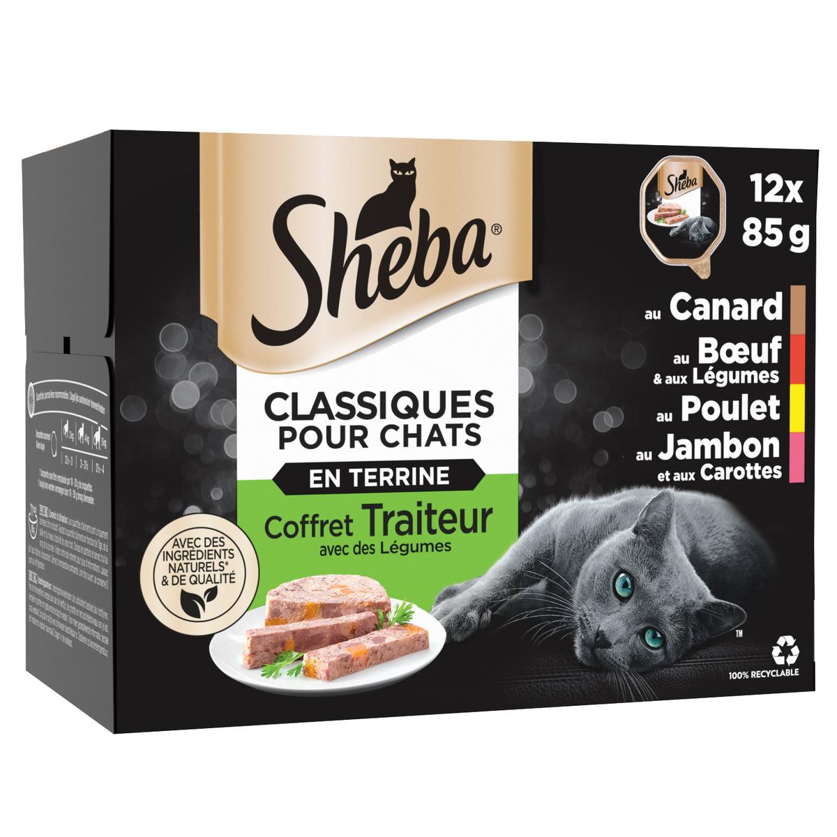 SHEBA : Terrines Classiques - Pâtée pour chats coffret traiteur avec  légumes - chronodrive